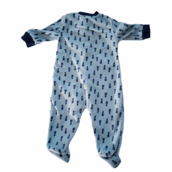Bon Bebe 2pc Fleece Infant Footed Sleepers sz 0-3M Jungle Lion Gray Blue - Picture 3 of 7